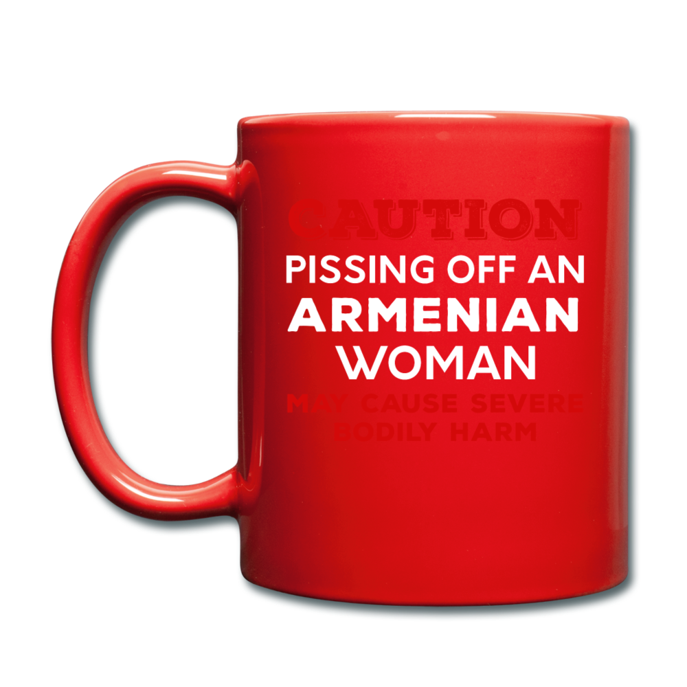 [SPOD]  Caution Pissing Off An Armenian Woman May Cause Severe Bodily Harm Full Color Mug - red