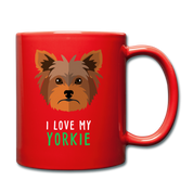 I love my yorkie Full Color Mug - red