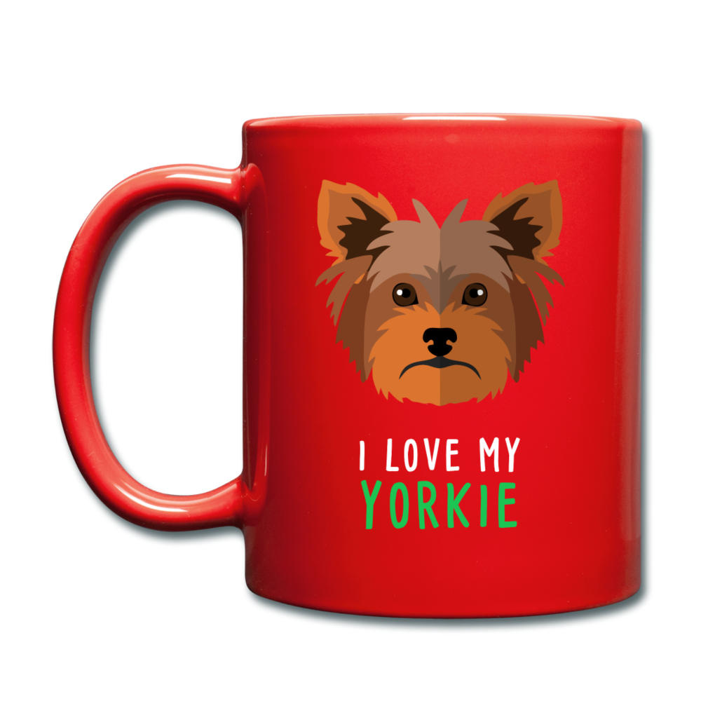 I love my yorkie Full Color Mug - red