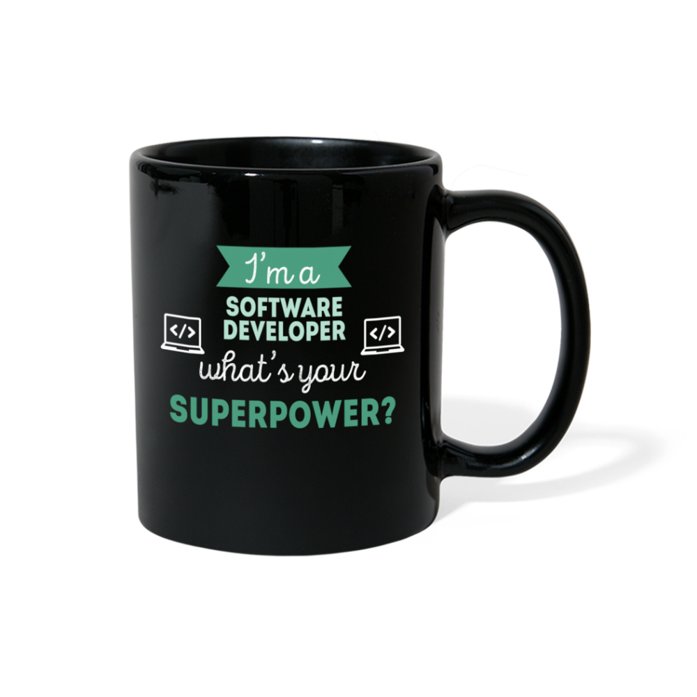 [SPOD]  Coffee Mug -I'm a software developer what's your superpower?- Perfect Gift for Your Dad, Mom, Boyfriend, Girlfriend, or Friend -(11oz) Black - black