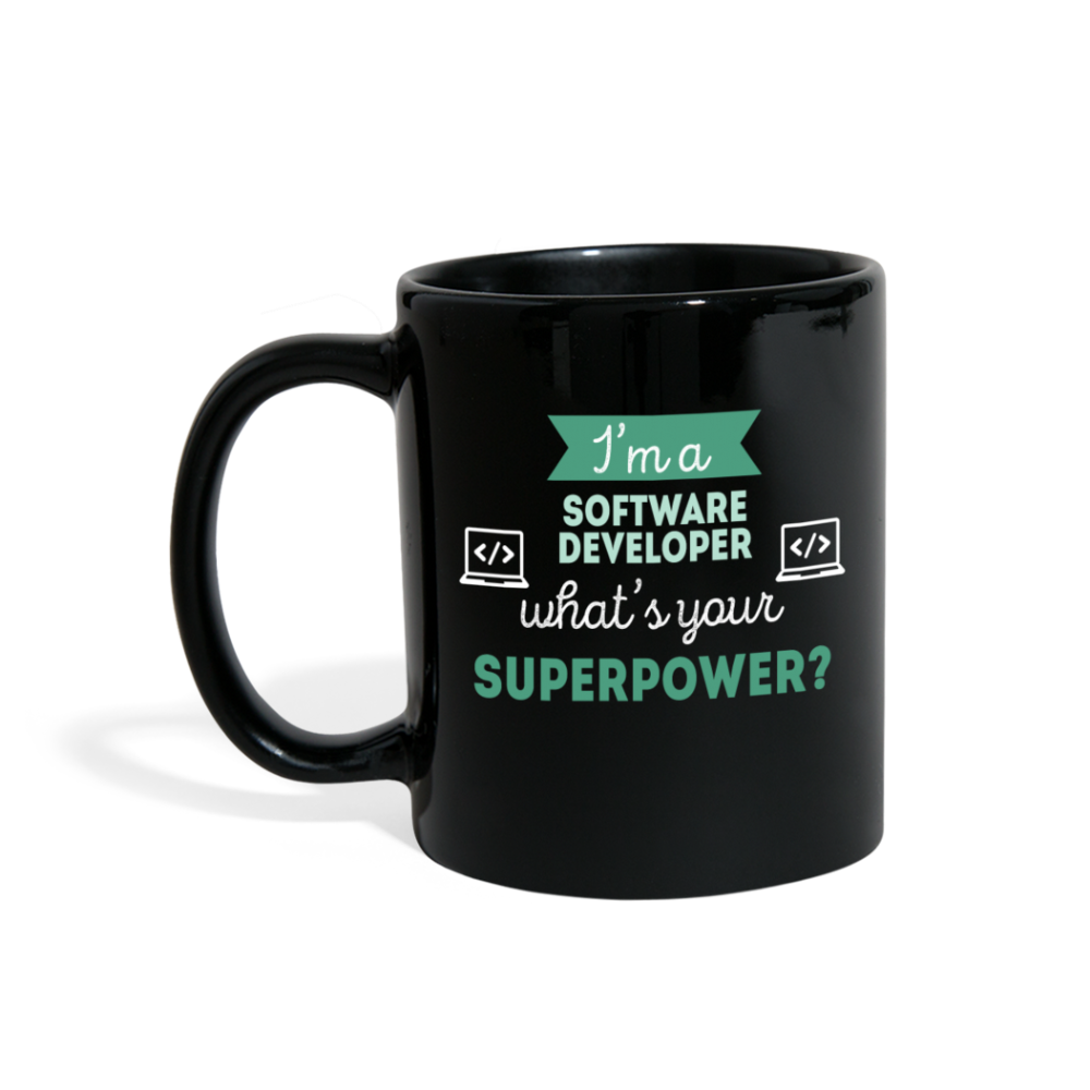 [SPOD]  Coffee Mug -I'm a software developer what's your superpower?- Perfect Gift for Your Dad, Mom, Boyfriend, Girlfriend, or Friend -(11oz) Black - black
