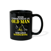 [SPOD] Old man who loves Windsurfing Gift, Papa Gift, Grandpa Gift, Mug for Gramps Mug Papa Present, Dog Lover, Christmas gift, Father's day - black