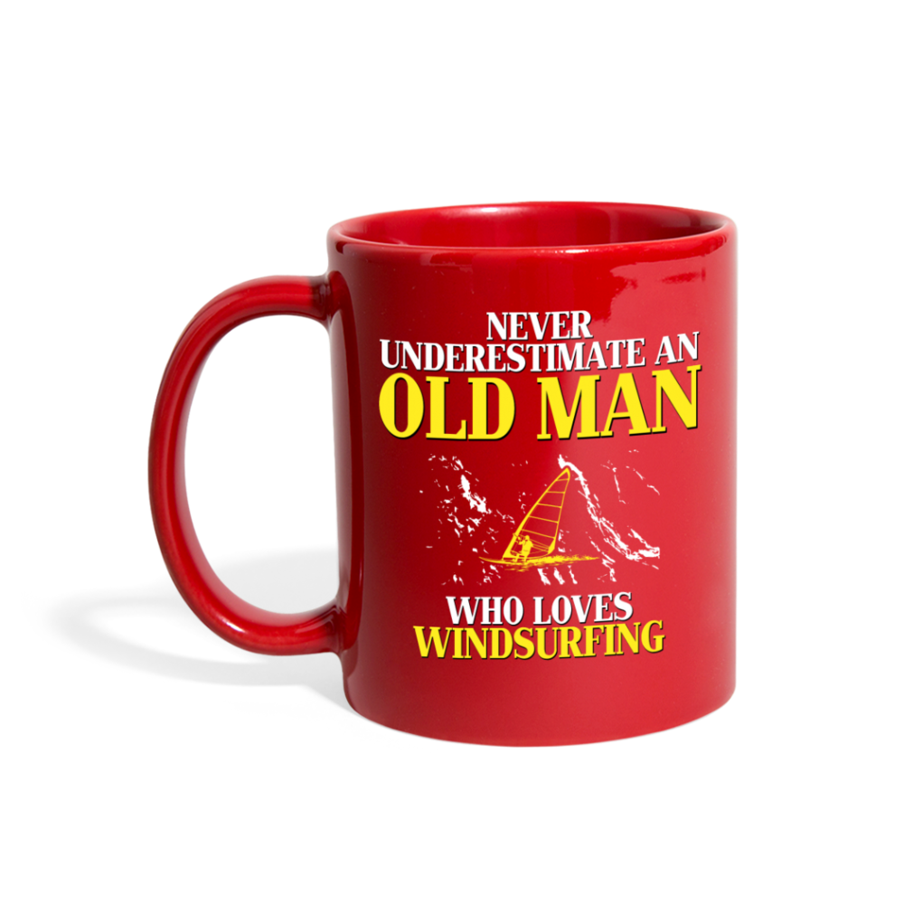 [SPOD] Old man who loves Windsurfing Gift, Papa Gift, Grandpa Gift, Mug for Gramps Mug Papa Present, Dog Lover, Christmas gift, Father's day - red