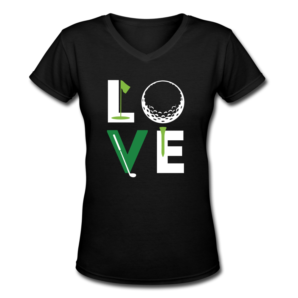 Love Golf Women's V-Neck T-Shirt - black