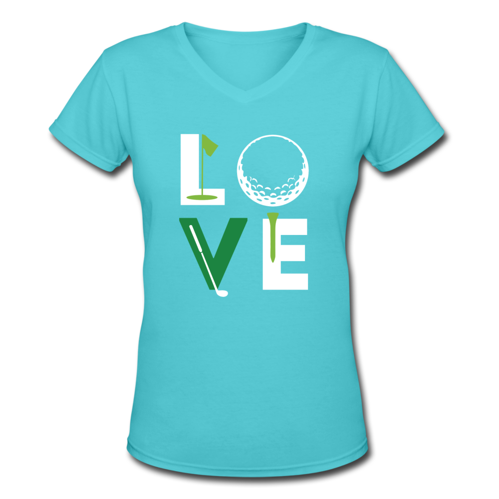 Love Golf Women's V-Neck T-Shirt - aqua