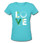 Love Golf Women's V-Neck T-Shirt - aqua
