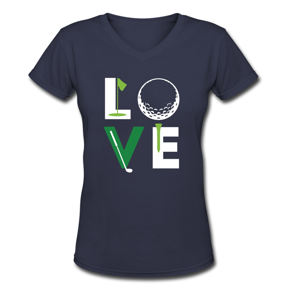 Love Golf Women's V-Neck T-Shirt - navy