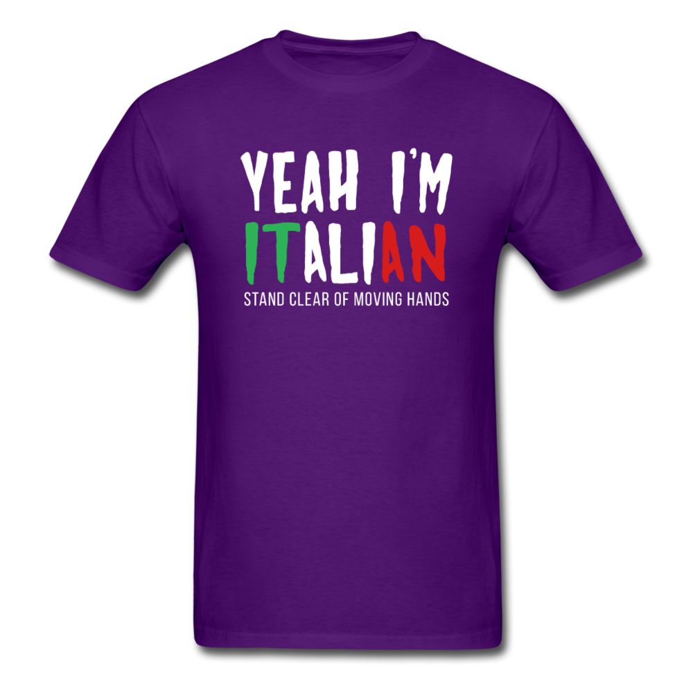 Italian Yeah, I'm italian, stand clear of moving hands Gift, Unisex T-shirt, Woman's tee, V-neck, Summer Apparel - purple