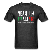 Italian Yeah, I'm italian, stand clear of moving hands Gift, Unisex T-shirt, Woman's tee, V-neck, Summer Apparel - heather black