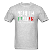 Italian Yeah, I'm italian, stand clear of moving hands Gift, Unisex T-shirt, Woman's tee, V-neck, Summer Apparel - heather gray
