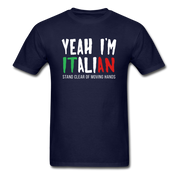Italian Yeah, I'm italian, stand clear of moving hands Gift, Unisex T-shirt, Woman's tee, V-neck, Summer Apparel - navy