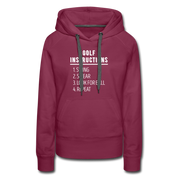 Golf Hoodie - Golf instructions: 1.Swing 2. Swear 3. Look for ball 4.Repeat Women’s Premium Hoodie - burgundy