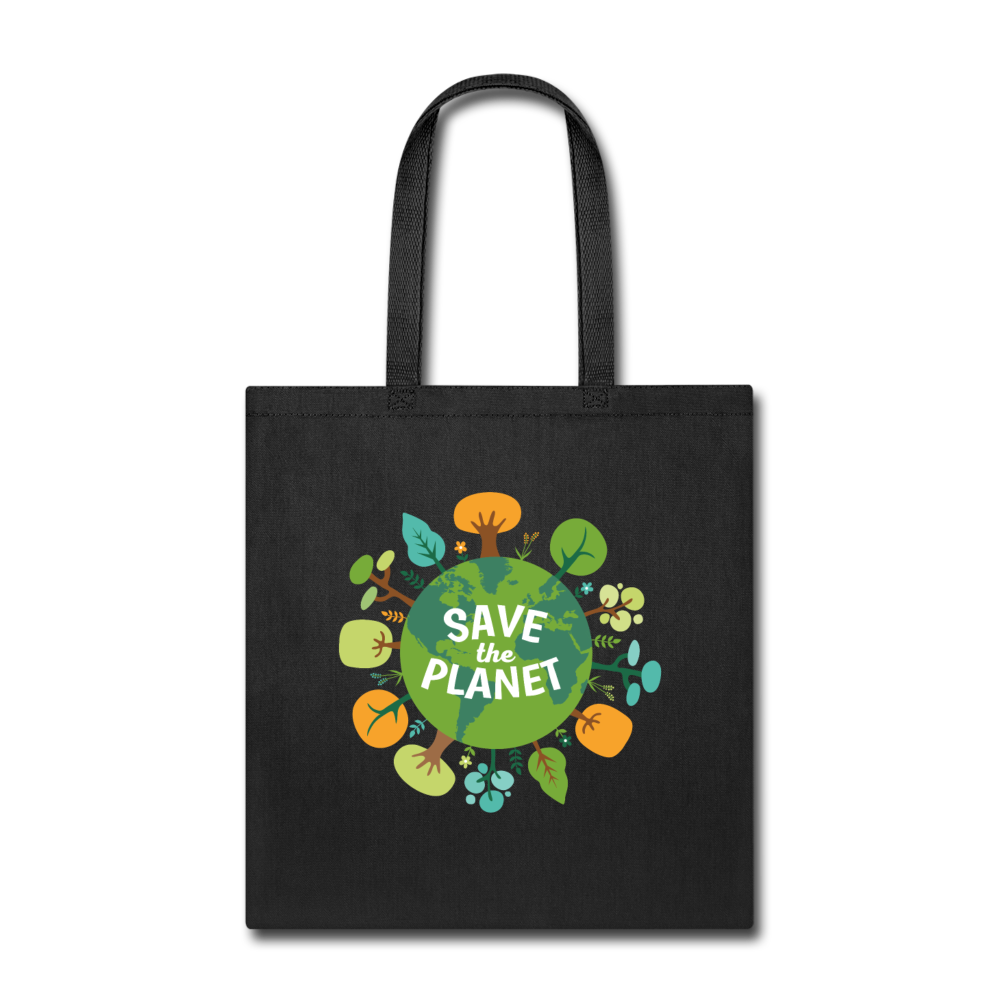 Ecology Save the planet Cotton Tote Bag - black