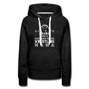 Ain't no drama just a loud and proud wrestling mama Women’s Premium Hoodie - charcoal grey