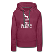 Keep Calm and Hug Your Doberman Women’s Premium Hoodie - burgundy