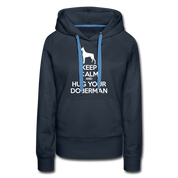 Keep Calm and Hug Your Doberman Women’s Premium Hoodie - navy