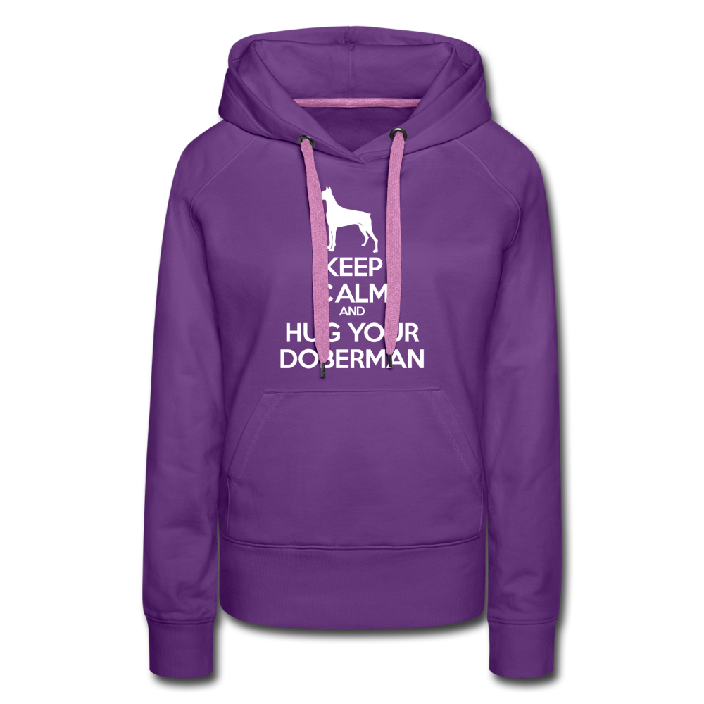 Keep Calm and Hug Your Doberman Women’s Premium Hoodie - purple