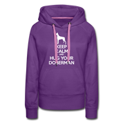 Keep Calm and Hug Your Doberman Women’s Premium Hoodie - purple