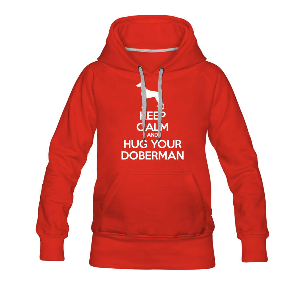 Keep Calm and Hug Your Doberman Women’s Premium Hoodie - red