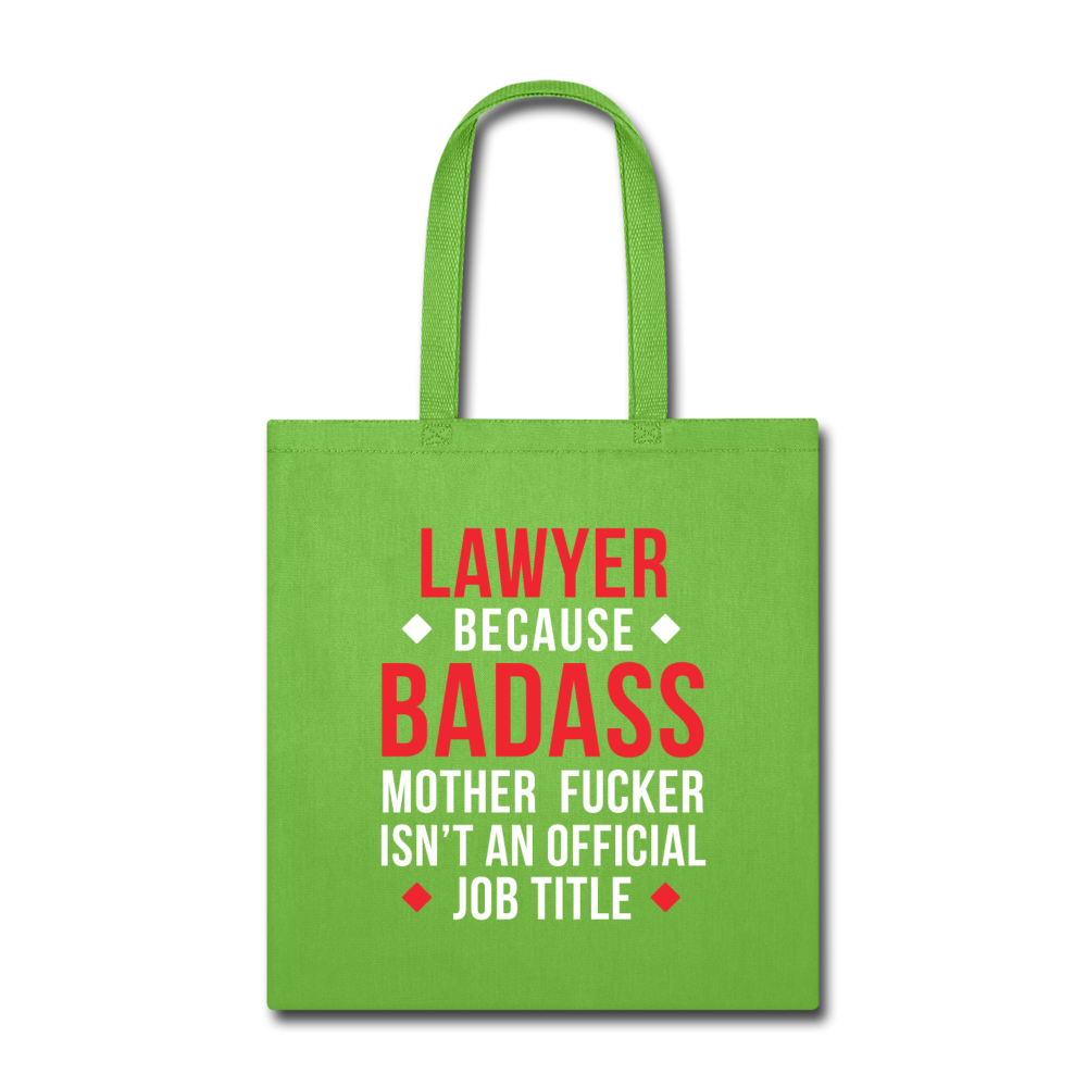Lawyer Badass Job Title Cotton Tote Bag, - lime green