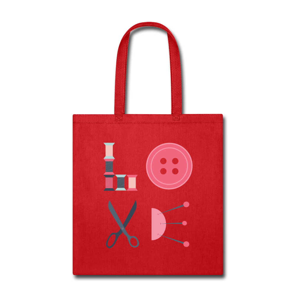 Sewing LOVE Cotton Tote Bag - red