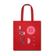 Sewing LOVE Cotton Tote Bag - red