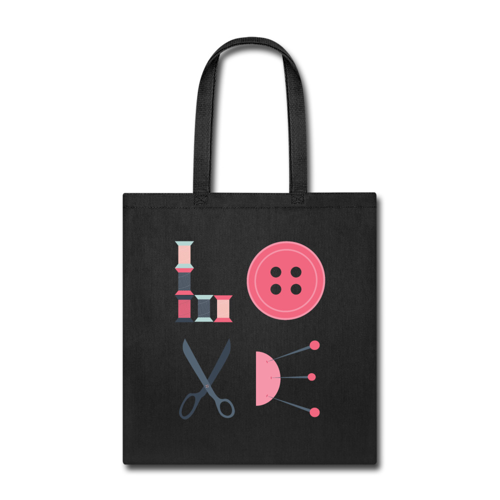 Sewing LOVE Cotton Tote Bag - black