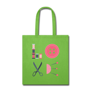 Sewing LOVE Cotton Tote Bag - lime green