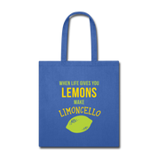 When life gives you lemons, make limoncello Cotton Tote Bag - royal blue