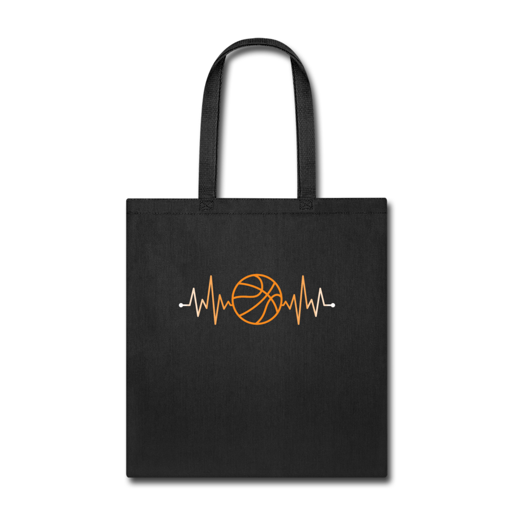 Basketball pulse Cotton Tote Bag - black