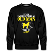 Never underestimate an old man with an Akita crewneck - black