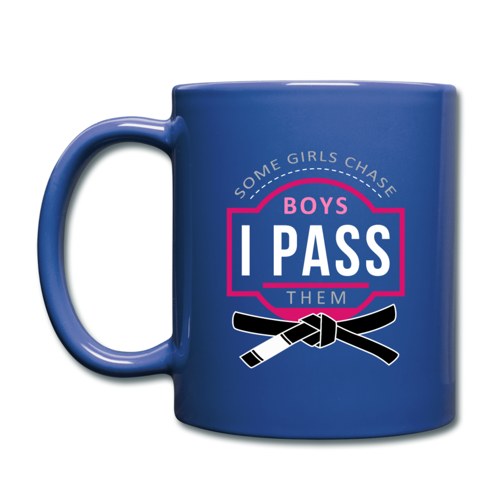 Some girls chase boys I pass them Full Color Mug - royal blue