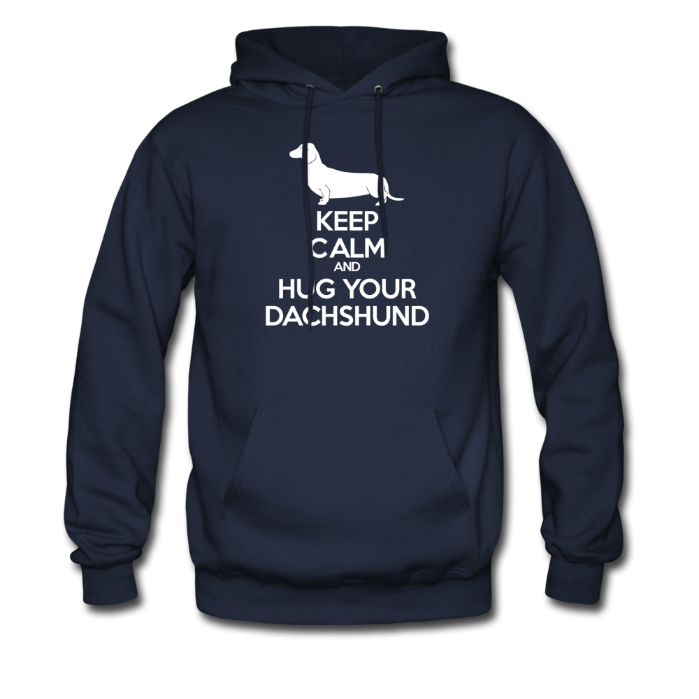 Keep Calm and Hug Your Dachshund, Unisex Hoodie - navy