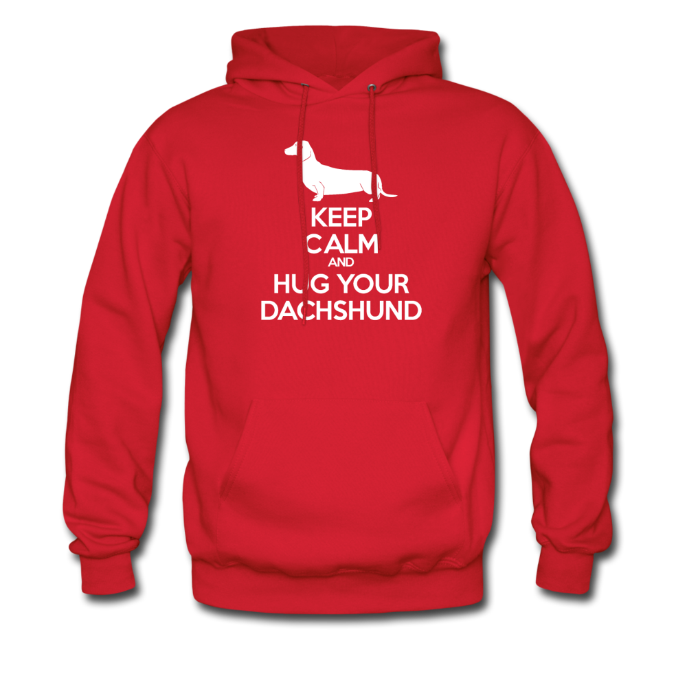 Keep Calm and Hug Your Dachshund, Unisex Hoodie - red
