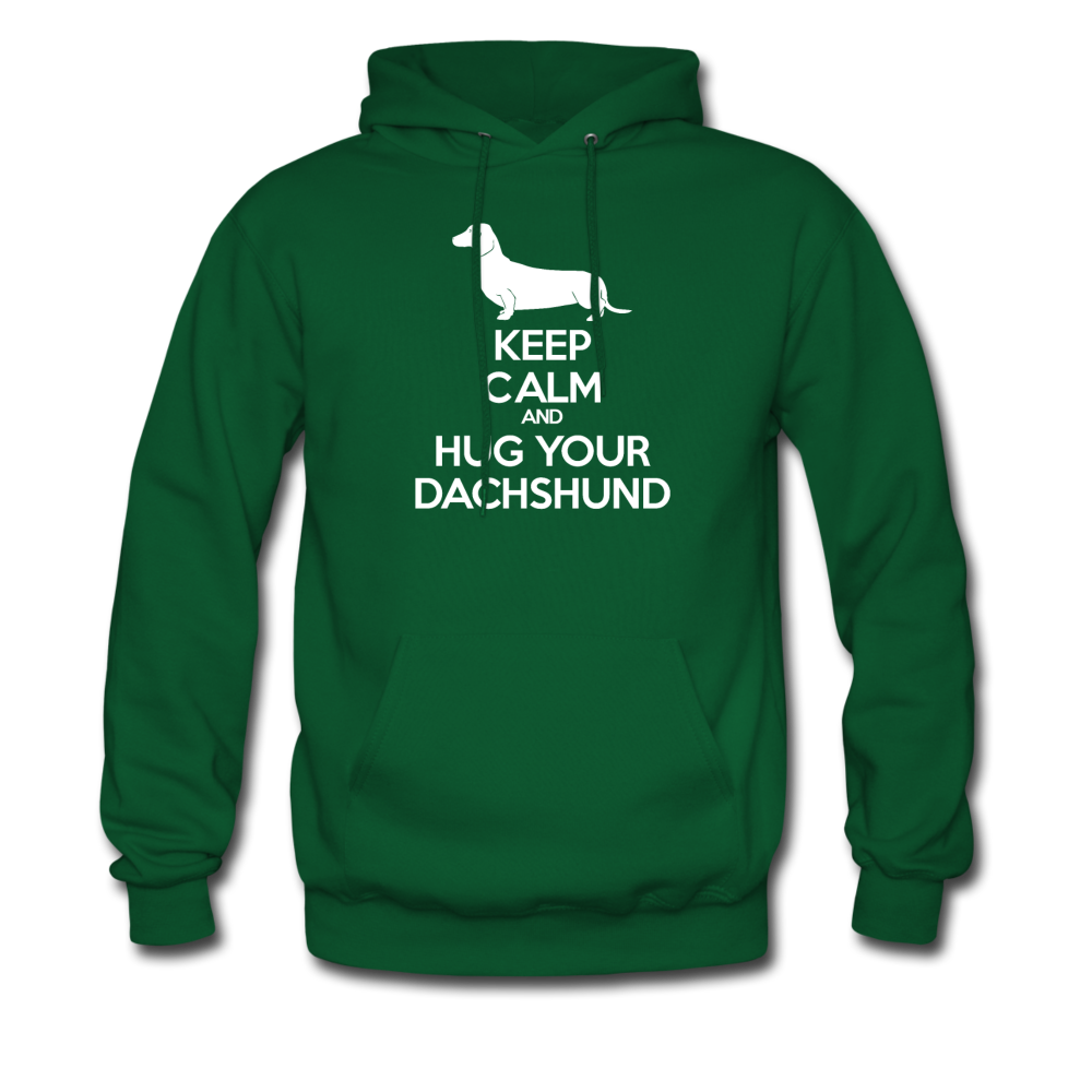 Keep Calm and Hug Your Dachshund, Unisex Hoodie - forest green