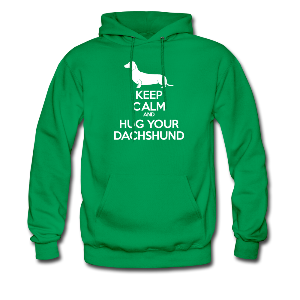 Keep Calm and Hug Your Dachshund, Unisex Hoodie - kelly green