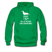 Keep Calm and Hug Your Dachshund, Unisex Hoodie - kelly green