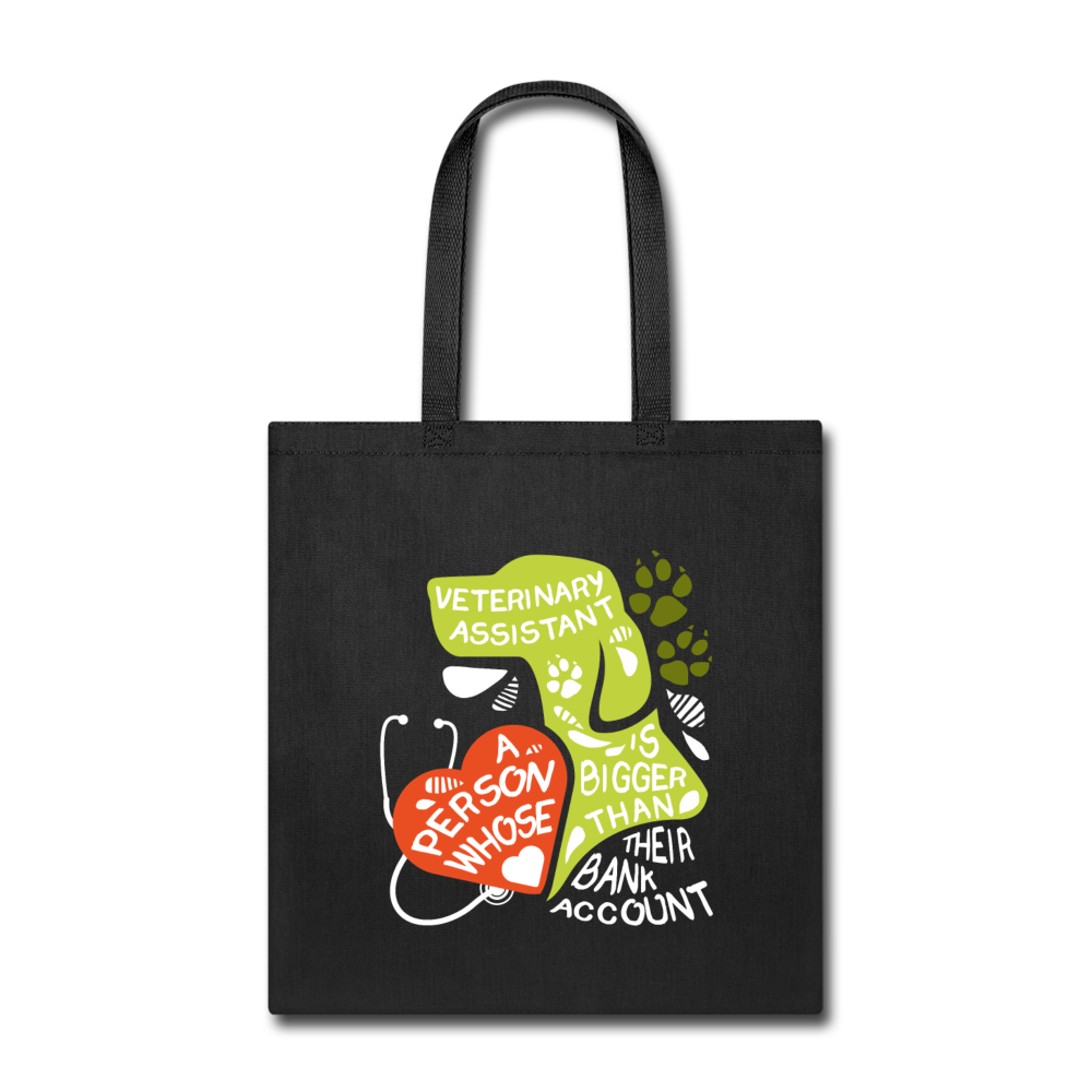 Veterinary Assistant Heart is bigger than his bank account Cotton Tote Bag - black