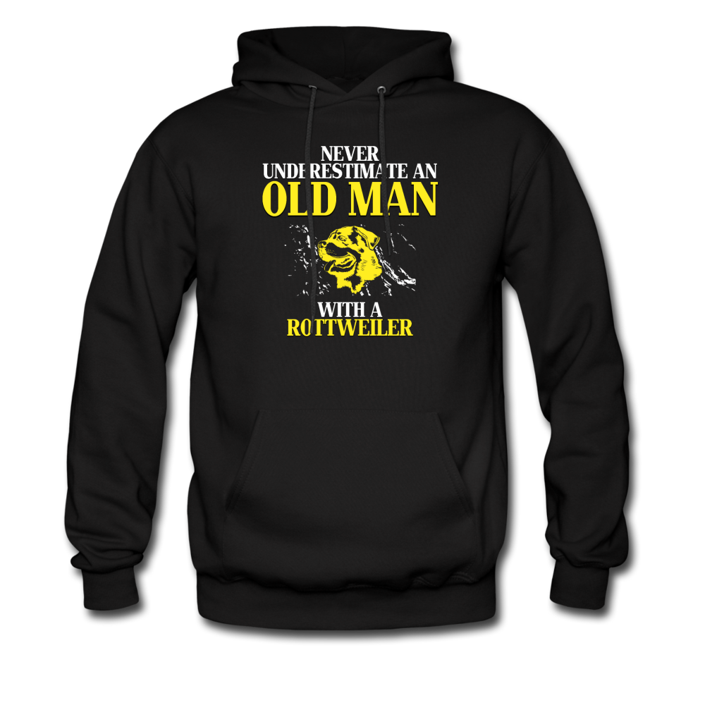 Never underestimate an old man with a Rottweiler Unisex Hoodie - black