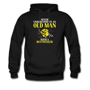 Never underestimate an old man with a Rottweiler Unisex Hoodie - black