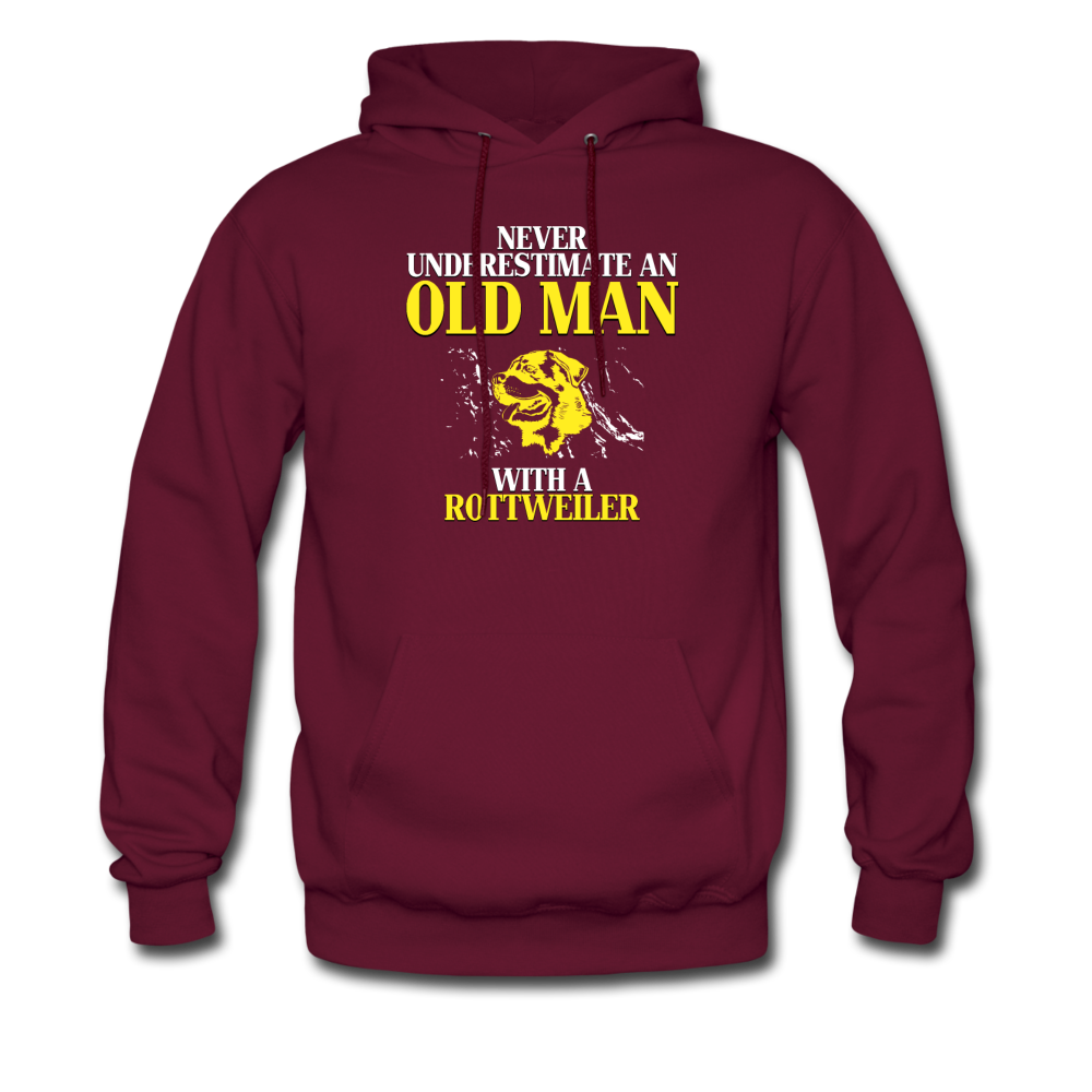 Never underestimate an old man with a Rottweiler Unisex Hoodie - burgundy