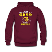 Never underestimate an old man with a Rottweiler Unisex Hoodie - burgundy