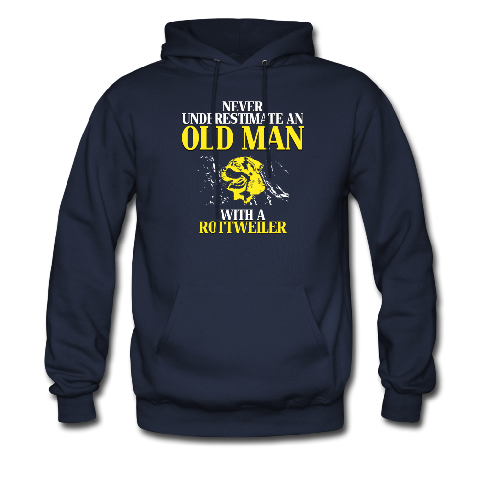 Never underestimate an old man with a Rottweiler Unisex Hoodie - navy