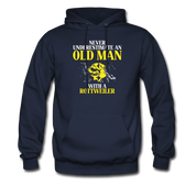 Never underestimate an old man with a Rottweiler Unisex Hoodie - navy