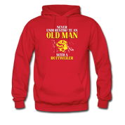 Never underestimate an old man with a Rottweiler Unisex Hoodie - red