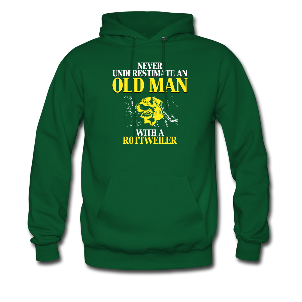 Never underestimate an old man with a Rottweiler Unisex Hoodie - forest green