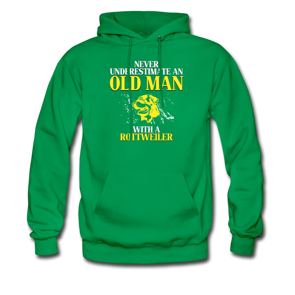 Never underestimate an old man with a Rottweiler Unisex Hoodie - kelly green
