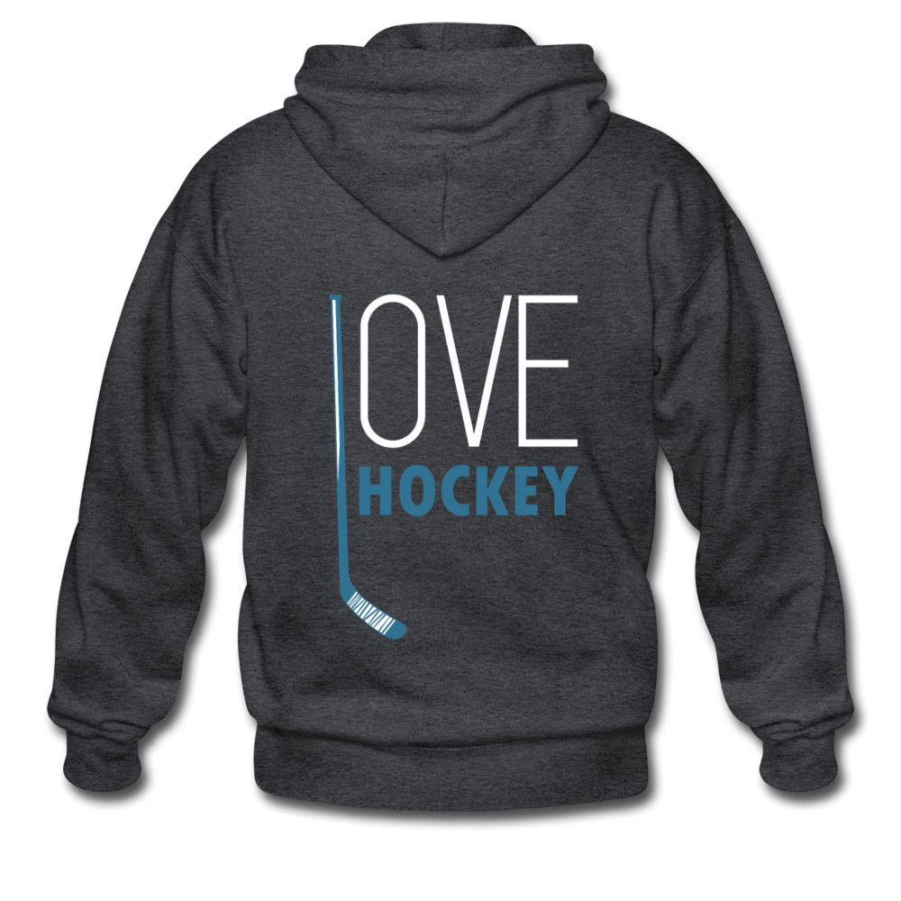 Love Hockey  Zip Hoodie - deep heather
