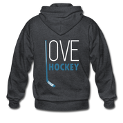 Love Hockey  Zip Hoodie - deep heather