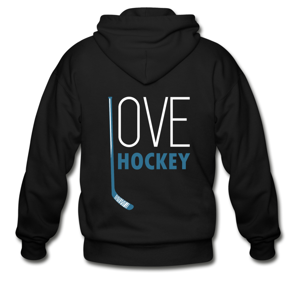 Love Hockey  Zip Hoodie - black